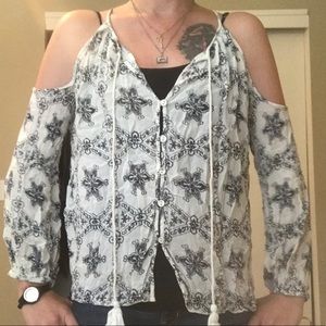 long sleeved off the shoulder